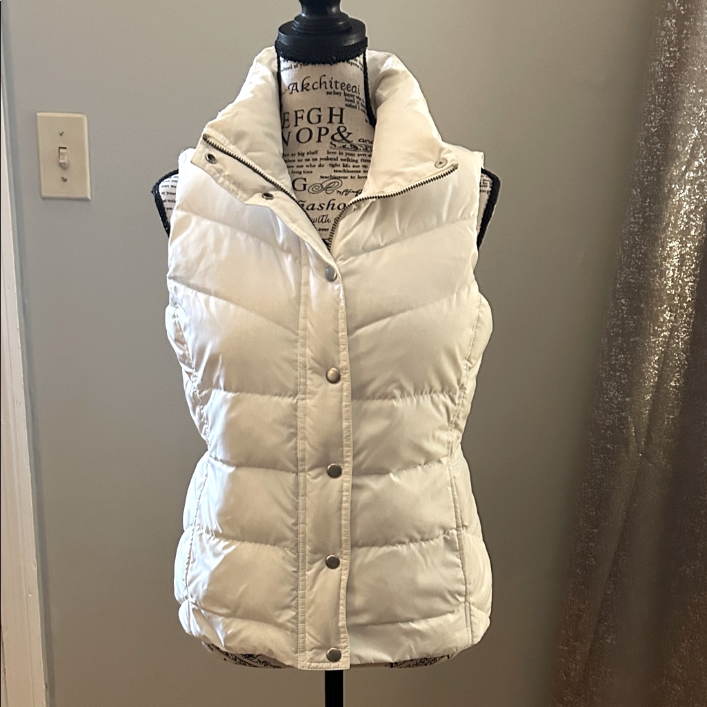 J Crew White Quilted Puffer Vest Sz Xs